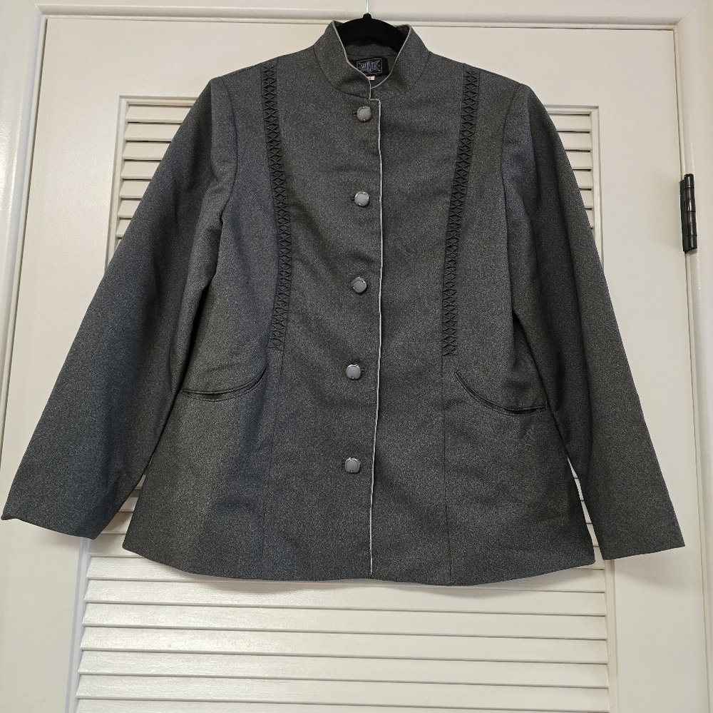 Weave - Unique Design Grey Button Blazer Jacket With Pockets